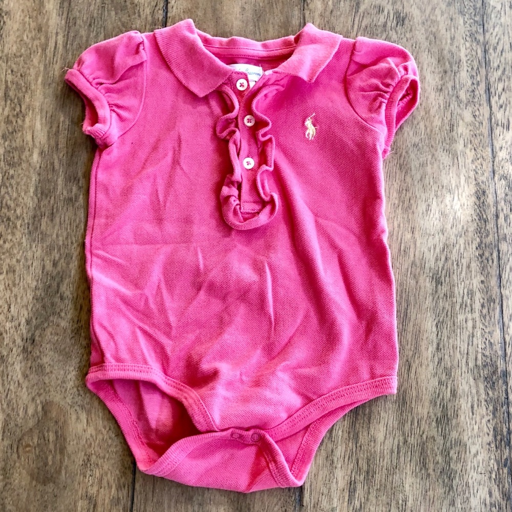 Hot Pink Ralph Lauren Ruffled Onesie